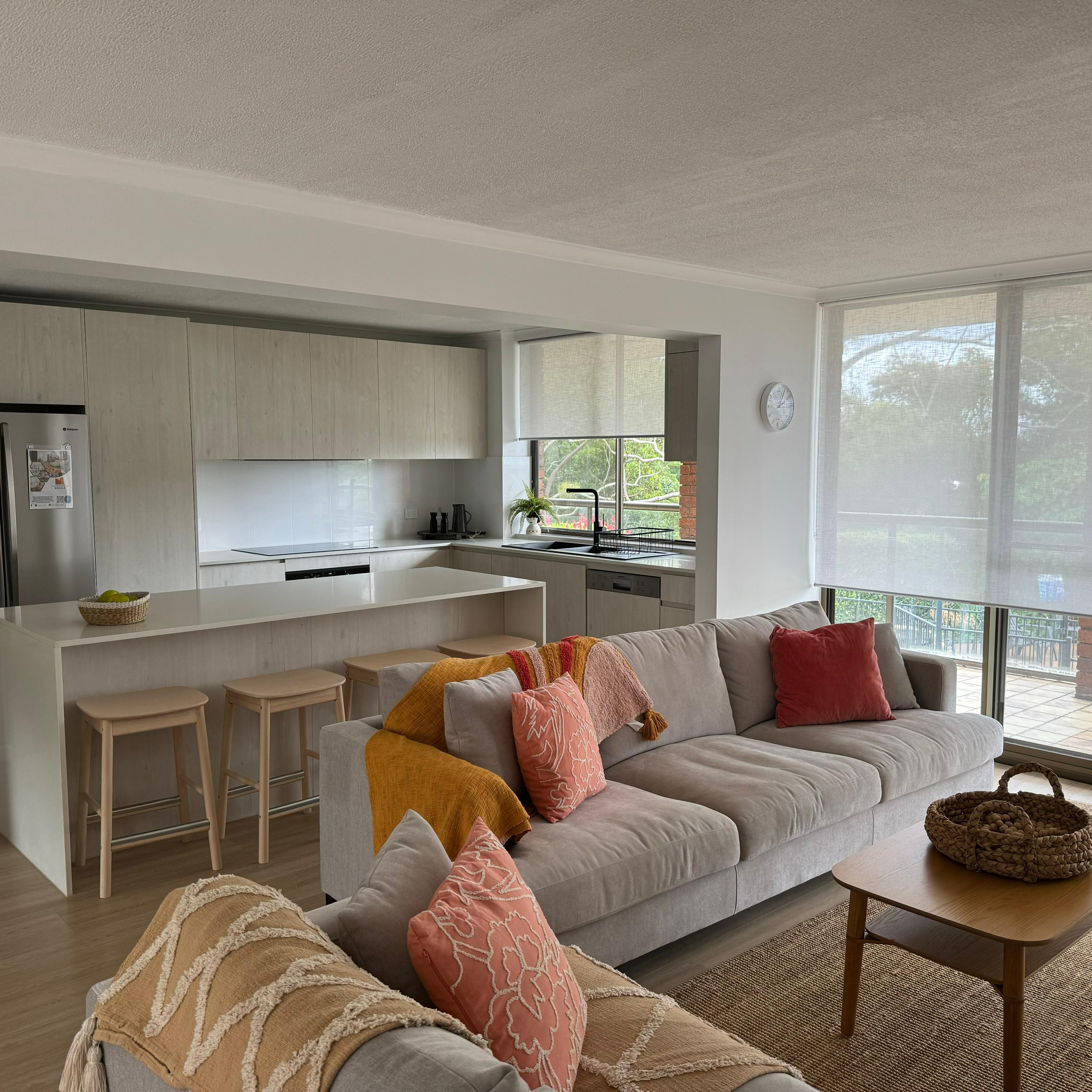 kitchen and living area